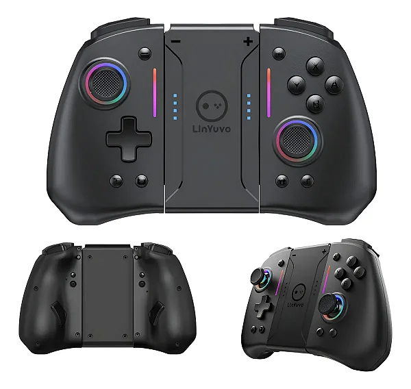 CONTROLE WIRELESS LIN YUVO KS42 SWITCH/LITE/OLED PRETO COM BLUETOOTH E SENSOR MOVIMENTO