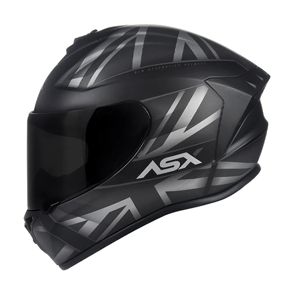 Capacete ASX Draken UK Brilho Preto/Cinza