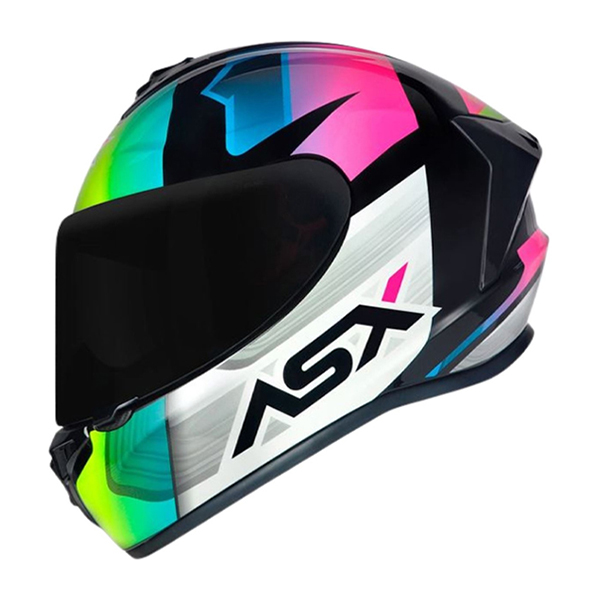 Capacete ASX Draken Striker Brilho Preto/Amarelo/Rosa