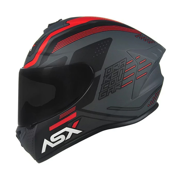 Capacete Asx Draken Cougar Fosco Cinza/preto/vermelho