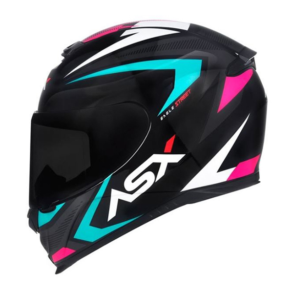 Capacete Asx Eagle Street Brilho Preto/ Tiffany/ Rosa