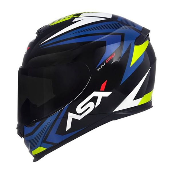 Capacete Asx Eagle Street Brilho Preto/azul/amarelo