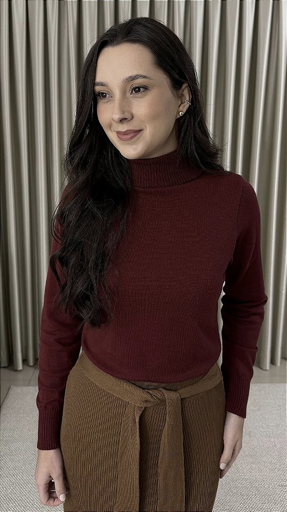 Blusa Tricô Básica - Bordô