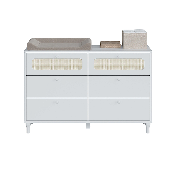 Cômoda Infantil 6 Gavetas Rattan Coleção Fofura