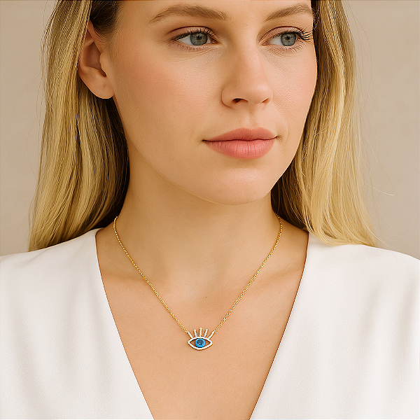 COLAR OLHO GREGO CRAVEJADO