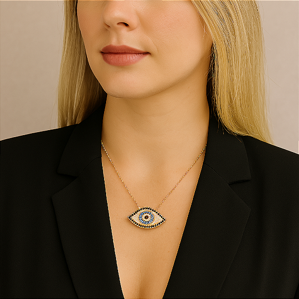 COLAR OLHO GREGO CRAVEJADO