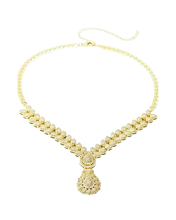 Colar Estilo Indiano com Zircônias Cravejadas Joia Luxo Feminina