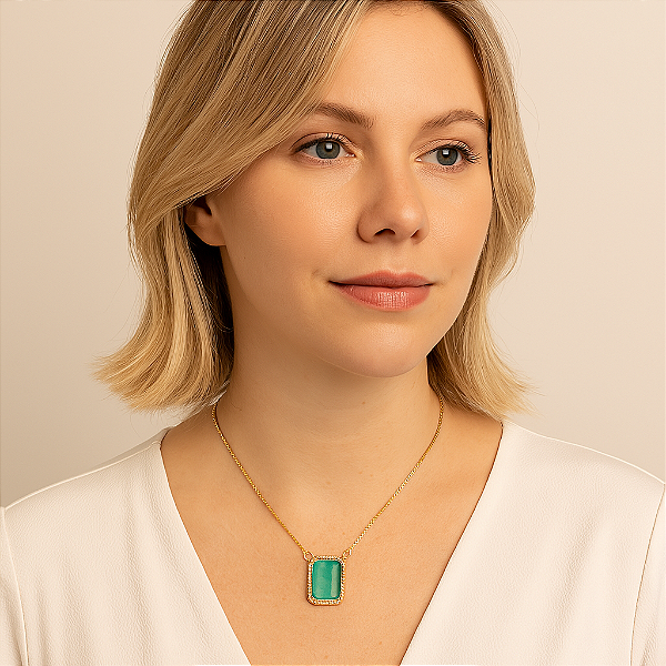 COLAR RETANGULAR BORDAS ZIRCÔNIA