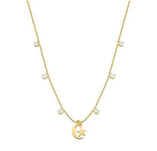 COLAR COM PINGENTE LUA E ESTRELA