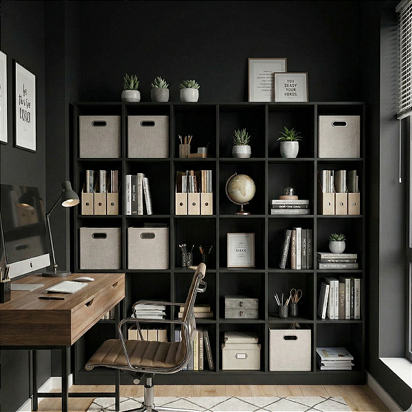 Armário Colmeia 30 Nichos Estante Organizador Livreiro Multiuso Preto Cód.330