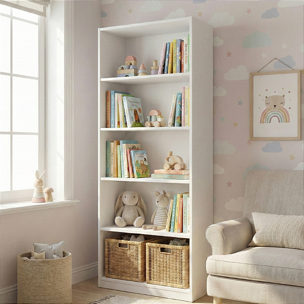 Armário Estante Organizador 5 Prateleiras Multiuso 91,2cm Branco Cód.305PR912