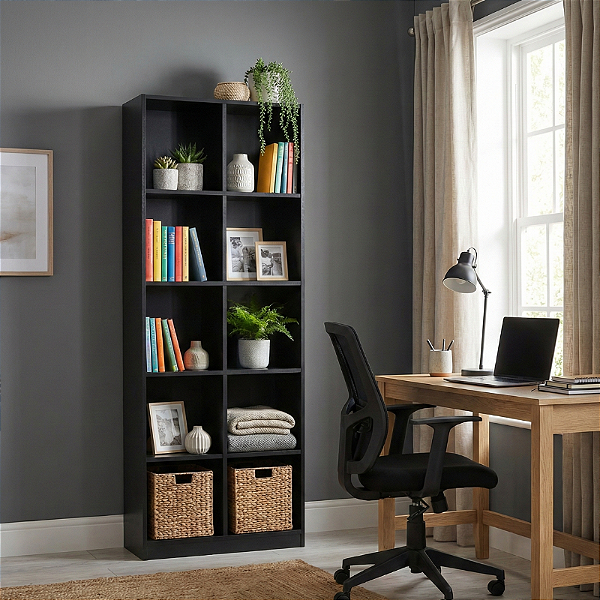 Armário Colmeia Com 10 Nichos Multiuso Estante Organizador Preto Cód.310