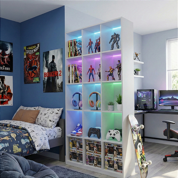 Armário Colmeia Com 15 nichos Estante Organizador Livreiro Branco Para Escritório Quarto Sala Comércio Cód.315