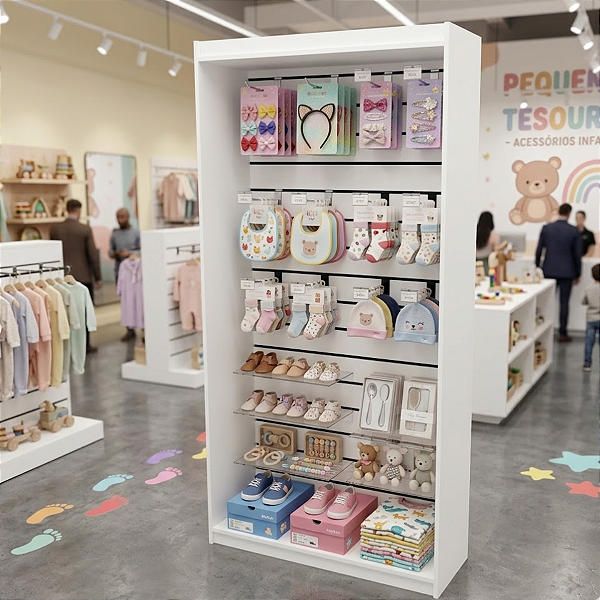 Armário Expositor Canaletado para Ganchos Branco Cód.404