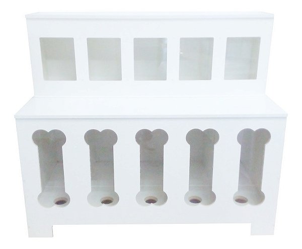Dispenser De Ração Expositor 10 Divisões Modelo Osso Com Vidro Branco Cód.511