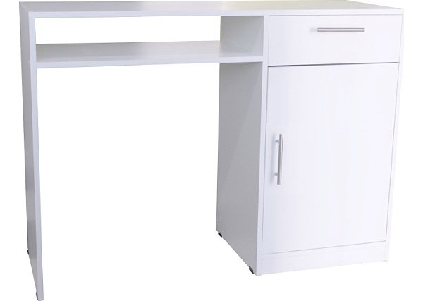 Escrivaninha Mesa Multiuso Com 1 Gaveta e 1 Porta Branco Cód.700
