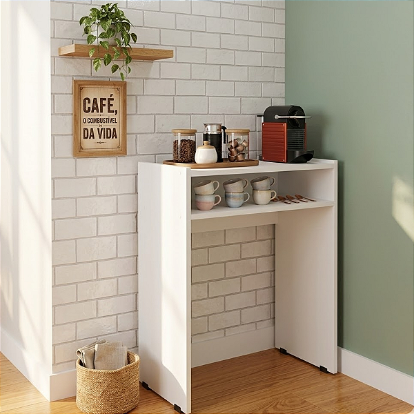 Cantinho Do Café Mesa Apoio Aparador Com Prateleira Branco Cód.702
