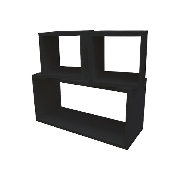 Kit 3 Nichos Preto Decorativo Para Quarto Sala Cód.803