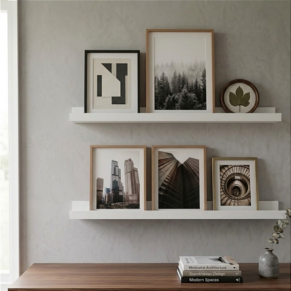02UN Prateleira de Parede Para Quadros, Fotos, Livros Branco Cód.1309