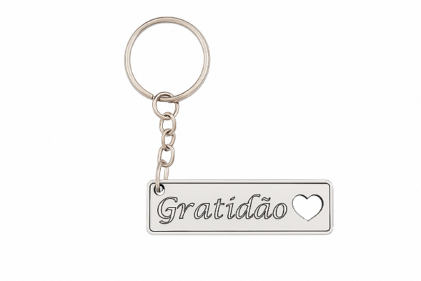 25 Chaveiros Mdf 3mm Gratidão Coração Vazado Branco Cód.1405