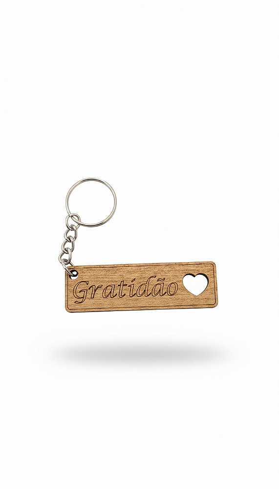 75 Chaveiros Mdf 3mm Gratidão Coração Vazado CRU Cód.1405
