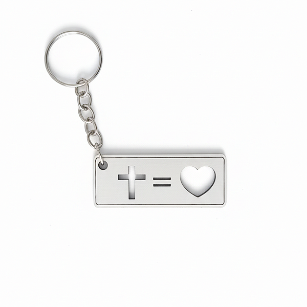 75 Chaveiros Mdf 3mm CRUZ = CORAÇÃO Vazado Branco Cód.1407