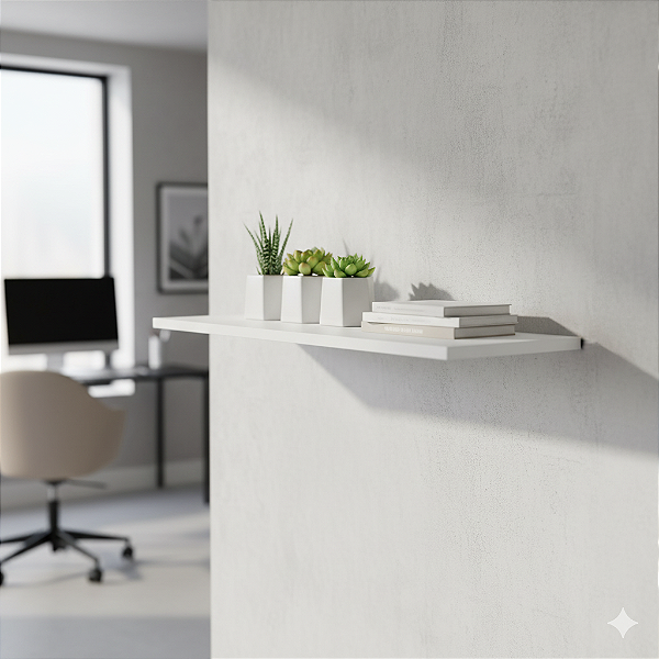 Prateleira 90x20cm Mdf 15mm Organizadora Decoração Branco Cód.1312