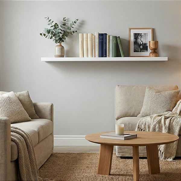 Prateleira 90x20cm Mdf 15mm Organizadora Decoração Branco Cód.1312