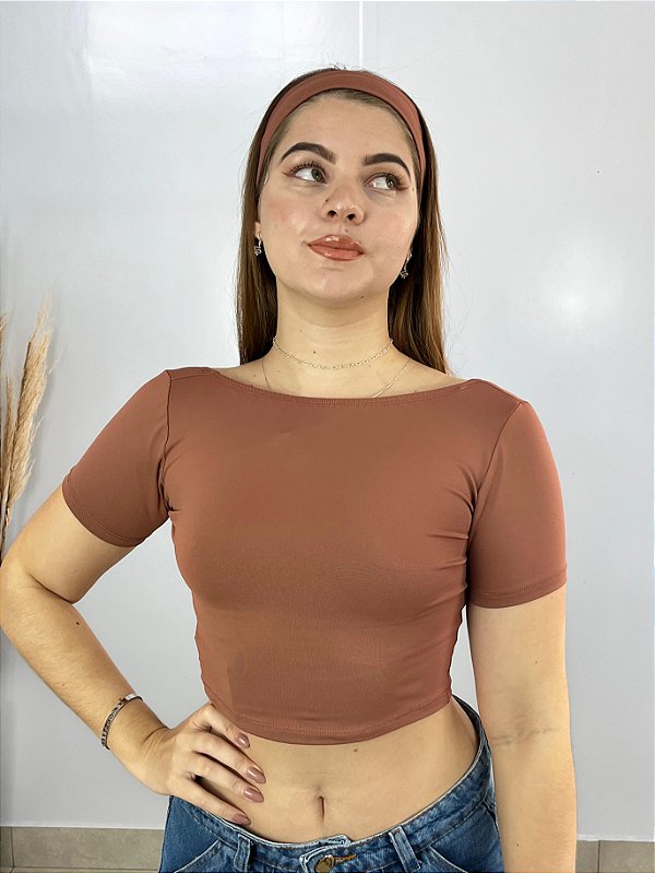Cropped Poliamida Marrom Francine