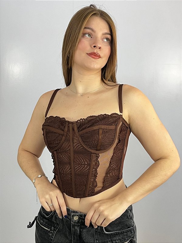 Corset Renda Marrom