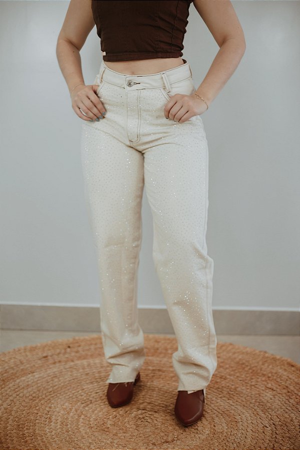 Calça Jeans Off Strass