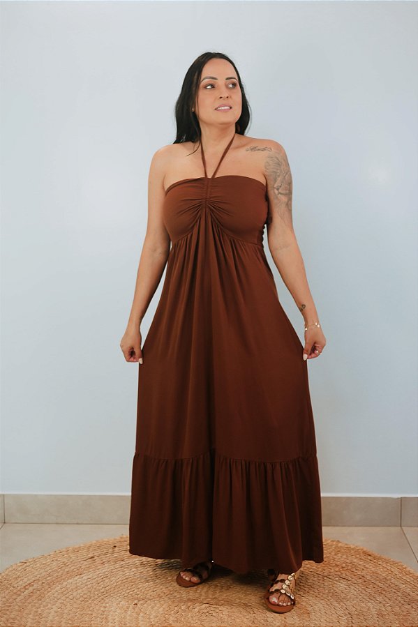 Vestido Longo Gabriela Marrom