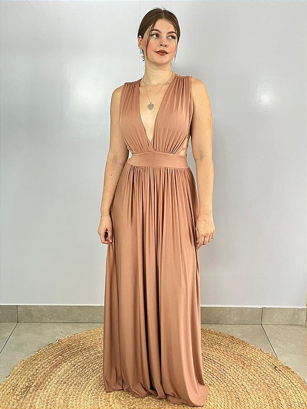 Vestido Longo Poliamida Nude Camila