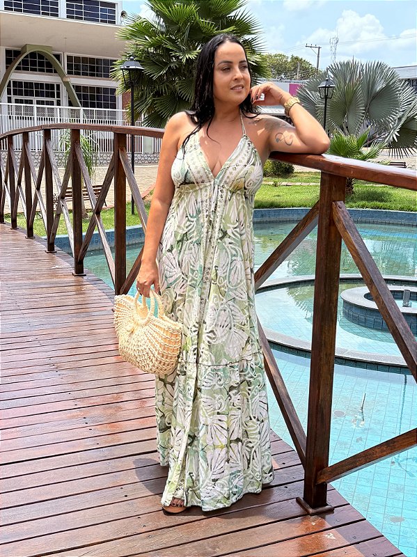 Vestido Seda Verde Claro Indiano