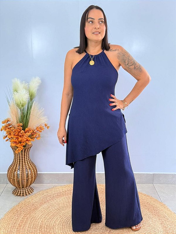 Conjunto Canelado Azul Marinho Carolina