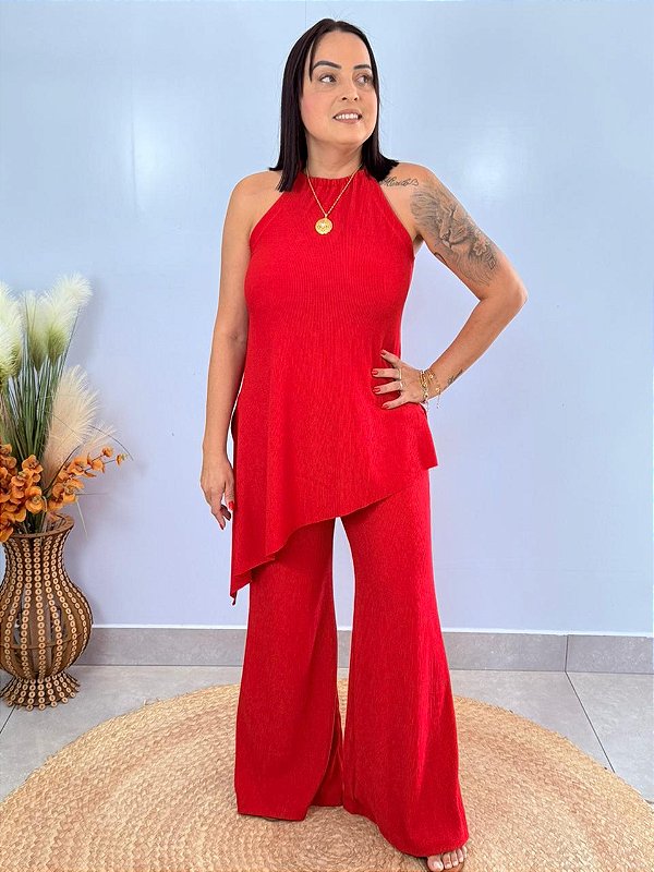 Conjunto Canelado Vermelho Carolina
