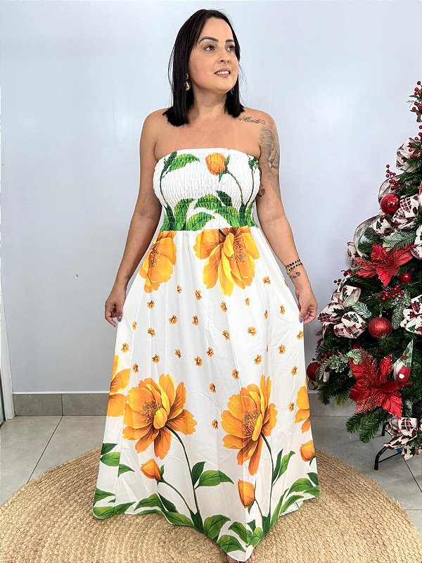 Vestido Crepe Verde\Amarelo Samira