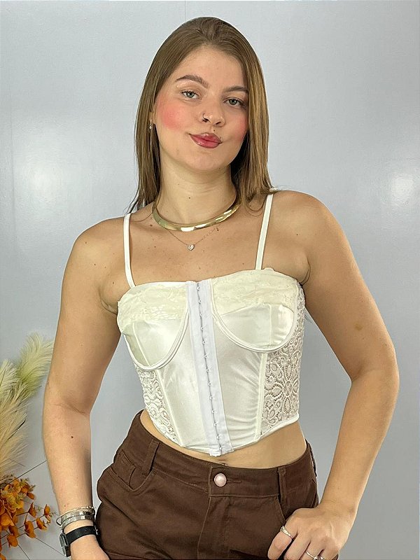 Corset Renda Branco Gringa