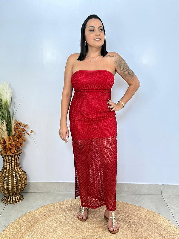 Vestido Rendado Vermelho Laura
