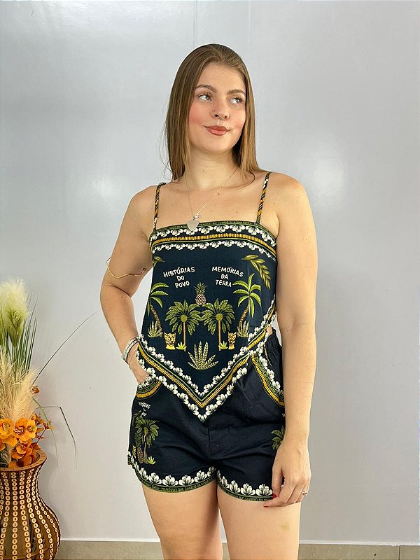 Cropped Lenço Azul Marinho Valentina