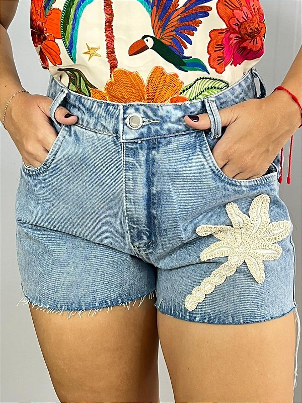 Short Jeans Ramo Bordado