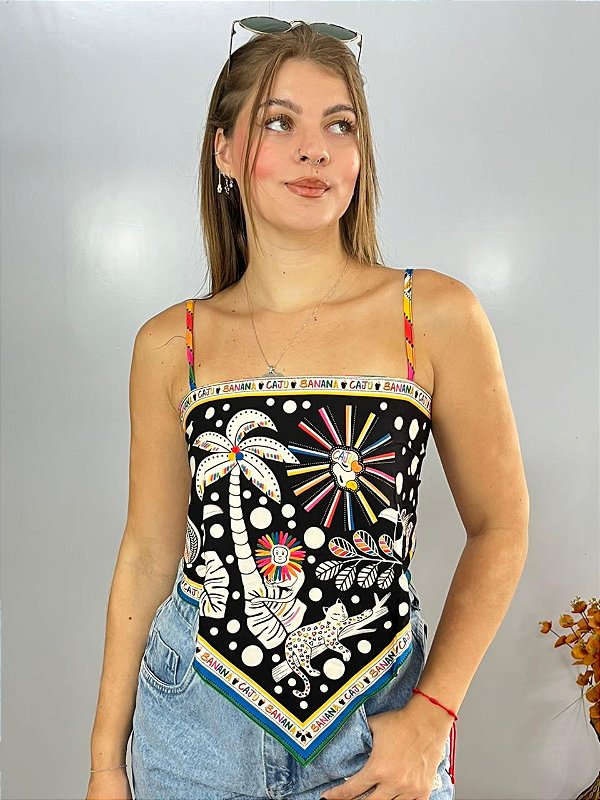 Cropped Lenço Preto Valentina