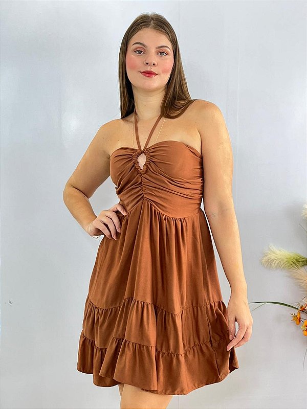 Vestido Curto Marrom Jamilly