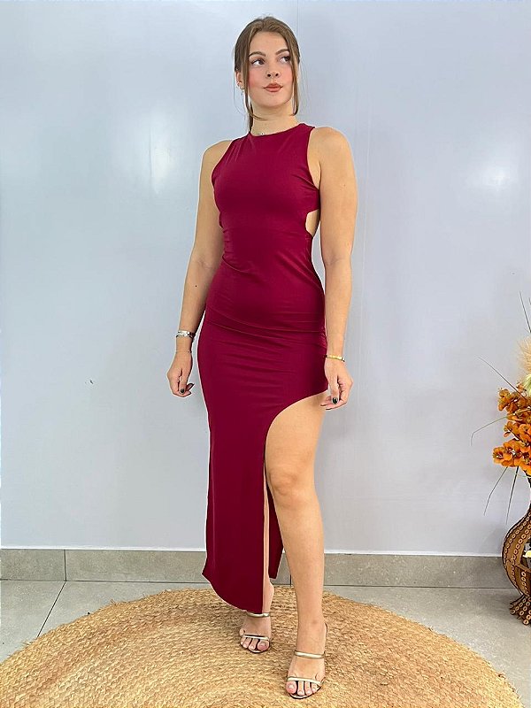 Vestido Poliamida Vinho Venelope
