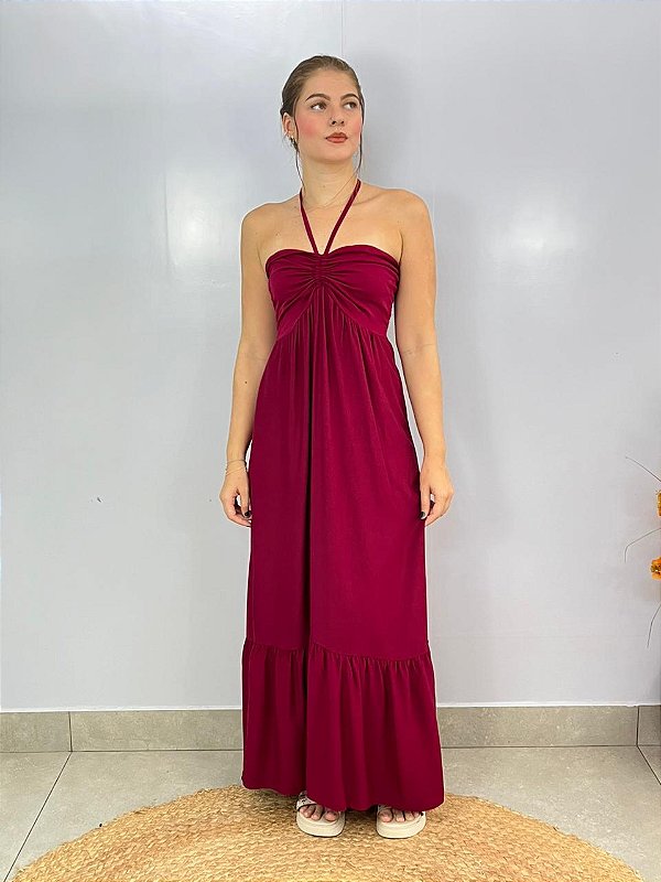 Vestido Longo Gabriela Vinho