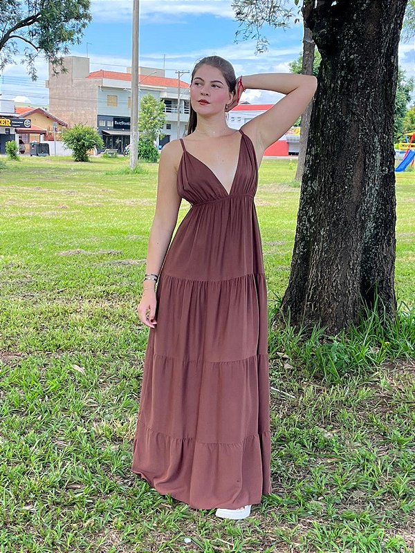 Vestido Longo Rafaela Marrom