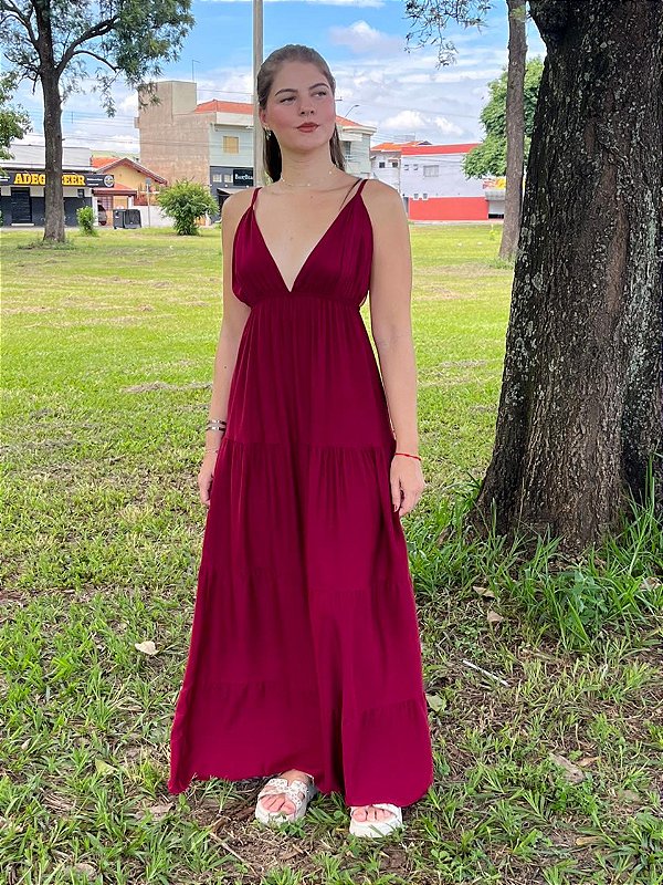 Vestido Longo Rafaela Vinho