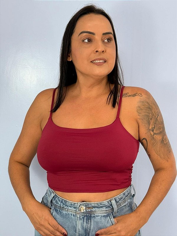 Cropped Poliamida Basic Vinho
