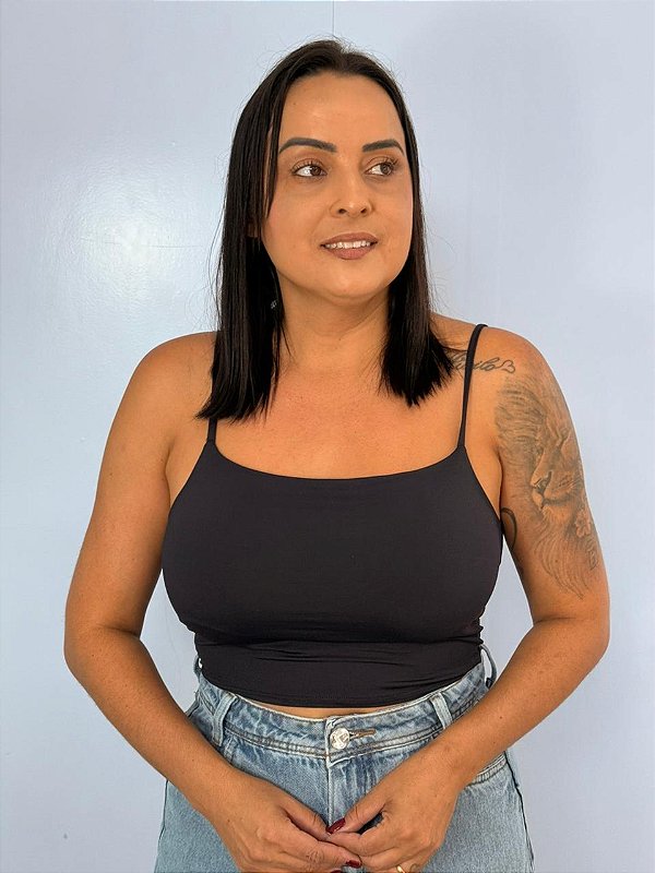 Cropped Poliamida Basic Preto