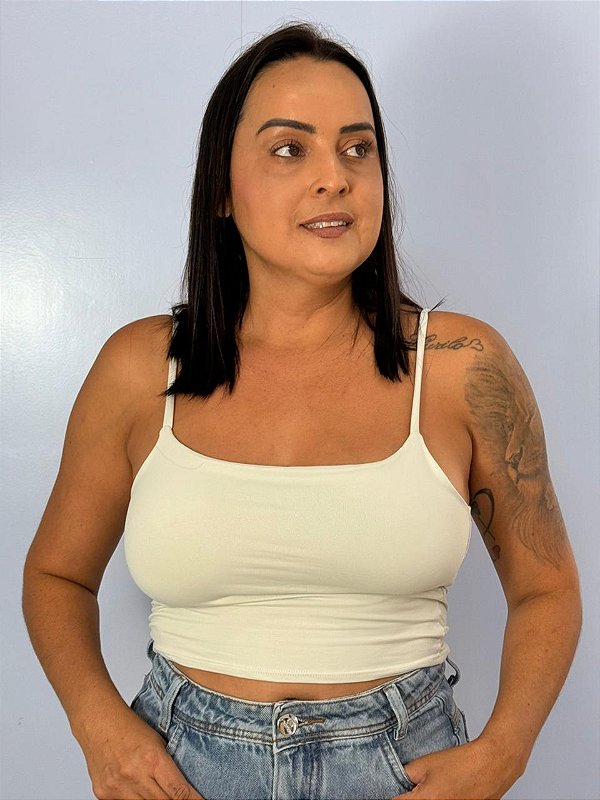 Cropped Poliamida Basic Cinza